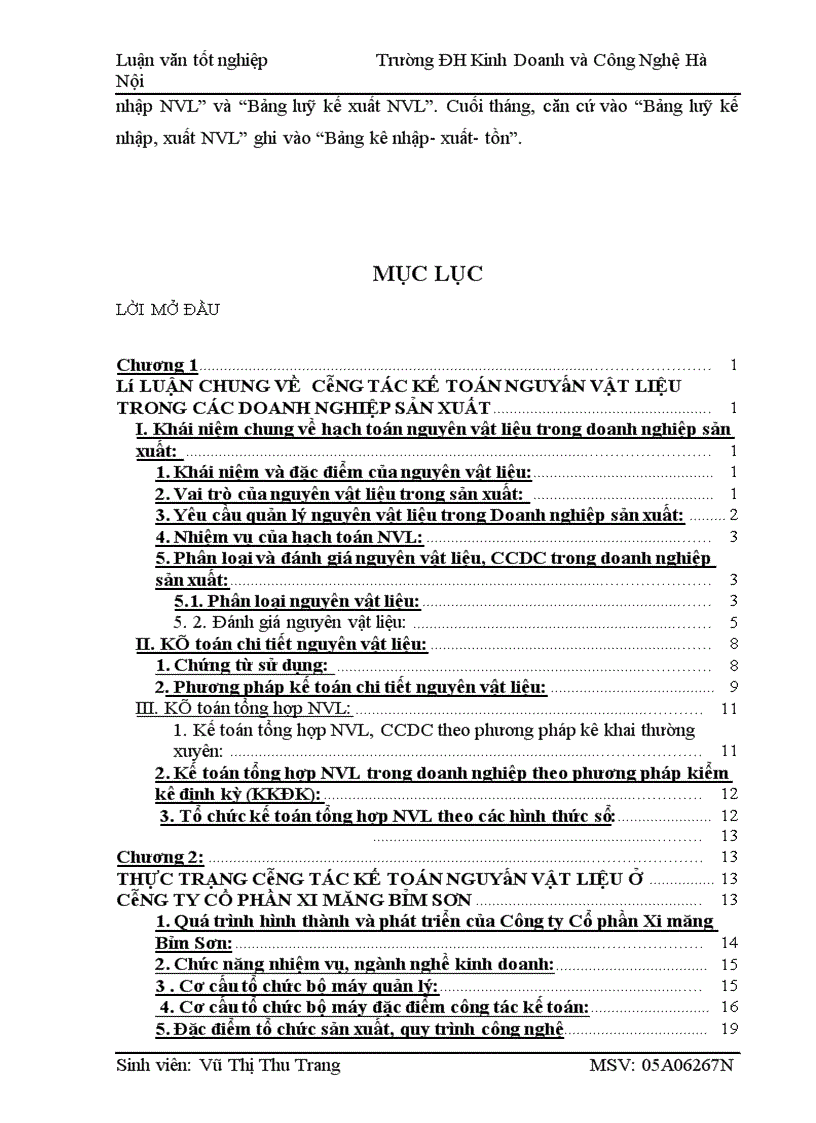 image for page Hoàn thiện công tác kế toán nguyên vật liệu tại Công ty cp xi măng Bỉm Sơn