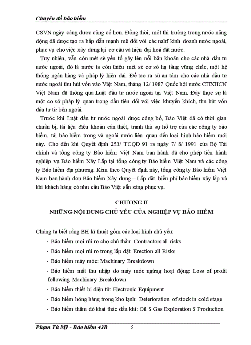 image for page Bảo hiểm lắp đặt và tình hình triển khai nghiệp vụ BHLĐ ở Bảo Việt