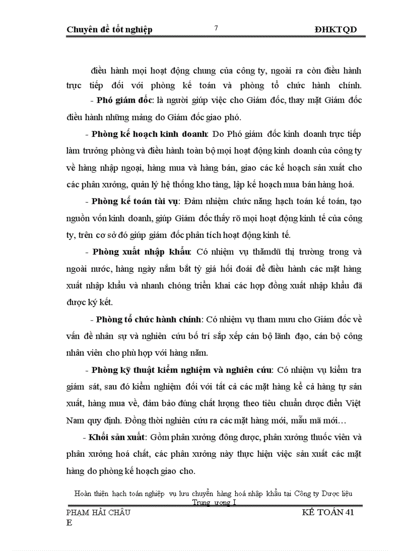 image for page Hoàn thiện hạch toán nghiệp vụ lưu chuyển hàng hoá nhập khẩu tại Công ty Dược liệu Trung ương I