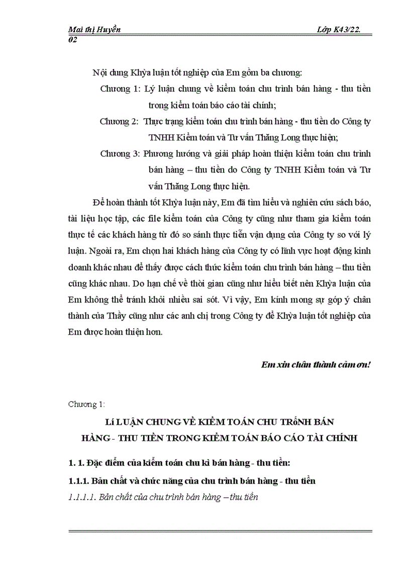 image for page Hoàn thiện kiểm toán chu trình bán hàng – thu tiền do Công ty TNHH Kiểm toán và Tư vấn Thăng Long thực hiện