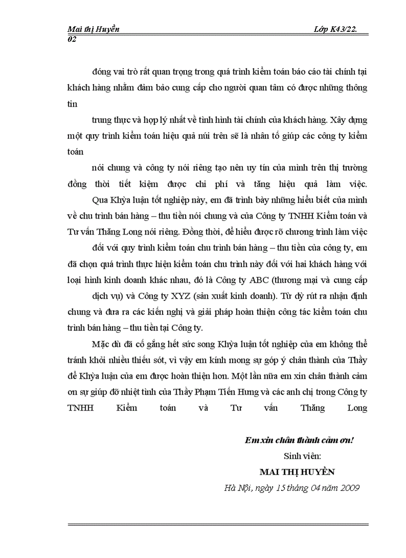 image for page Hoàn thiện kiểm toán chu trình bán hàng – thu tiền do Công ty TNHH Kiểm toán và Tư vấn Thăng Long thực hiện