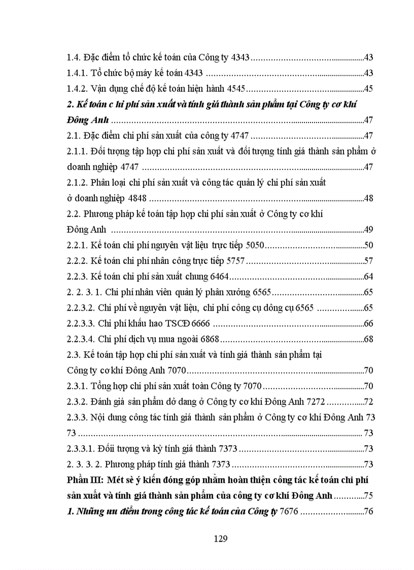 image for page Kế toán chi phí sản xuất và tính giá thành sản phẩm ở Công ty cơ khí Đông Anh
