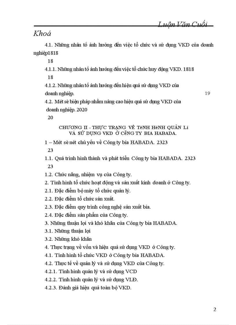 image for page Một số biện pháp nâng cao hiệu quả sử dụng VKD ở Công ty bia HABADA
