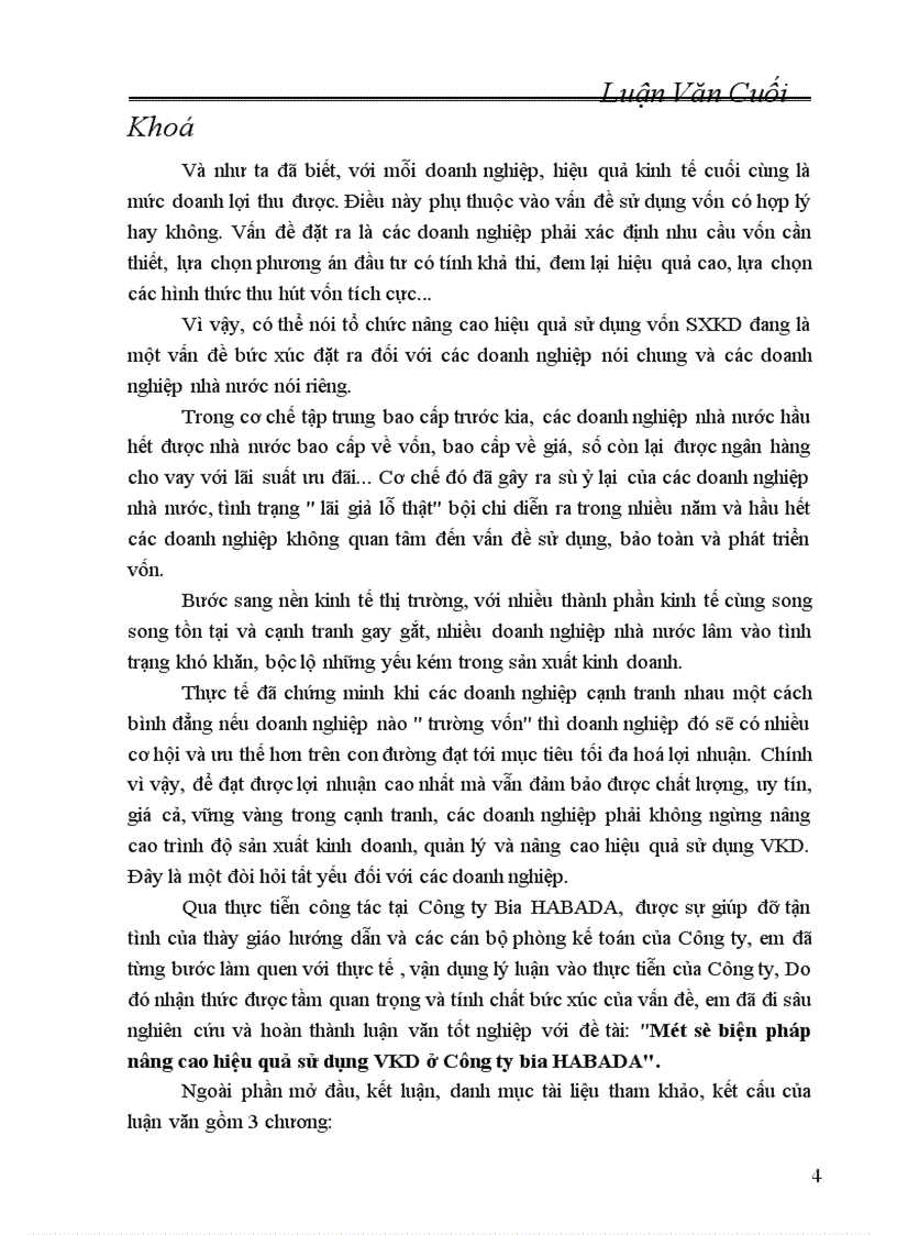 image for page Một số biện pháp nâng cao hiệu quả sử dụng VKD ở Công ty bia HABADA