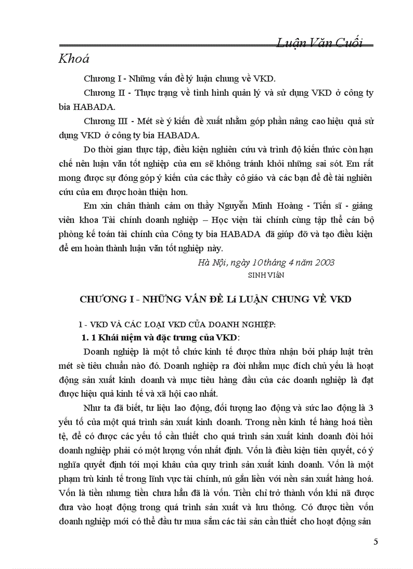 image for page Một số biện pháp nâng cao hiệu quả sử dụng VKD ở Công ty bia HABADA
