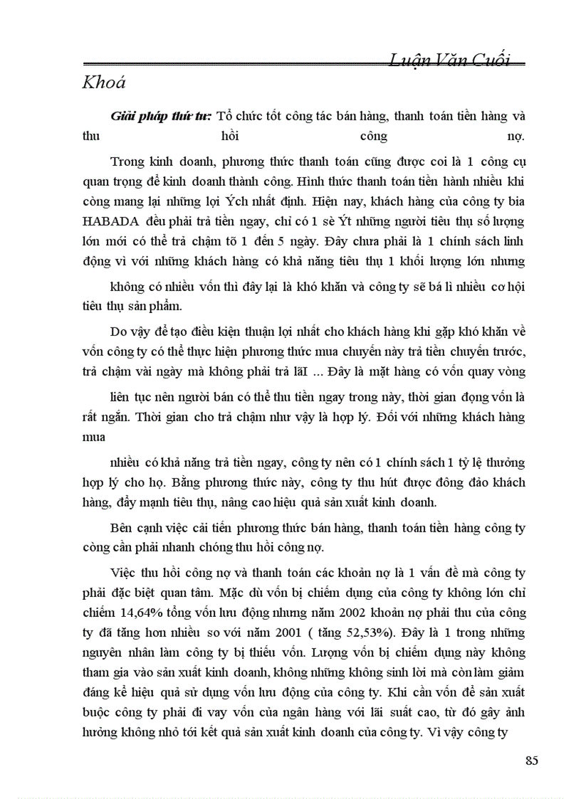 image for page Một số biện pháp nâng cao hiệu quả sử dụng VKD ở Công ty bia HABADA