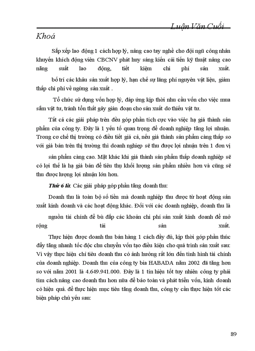 image for page Một số biện pháp nâng cao hiệu quả sử dụng VKD ở Công ty bia HABADA