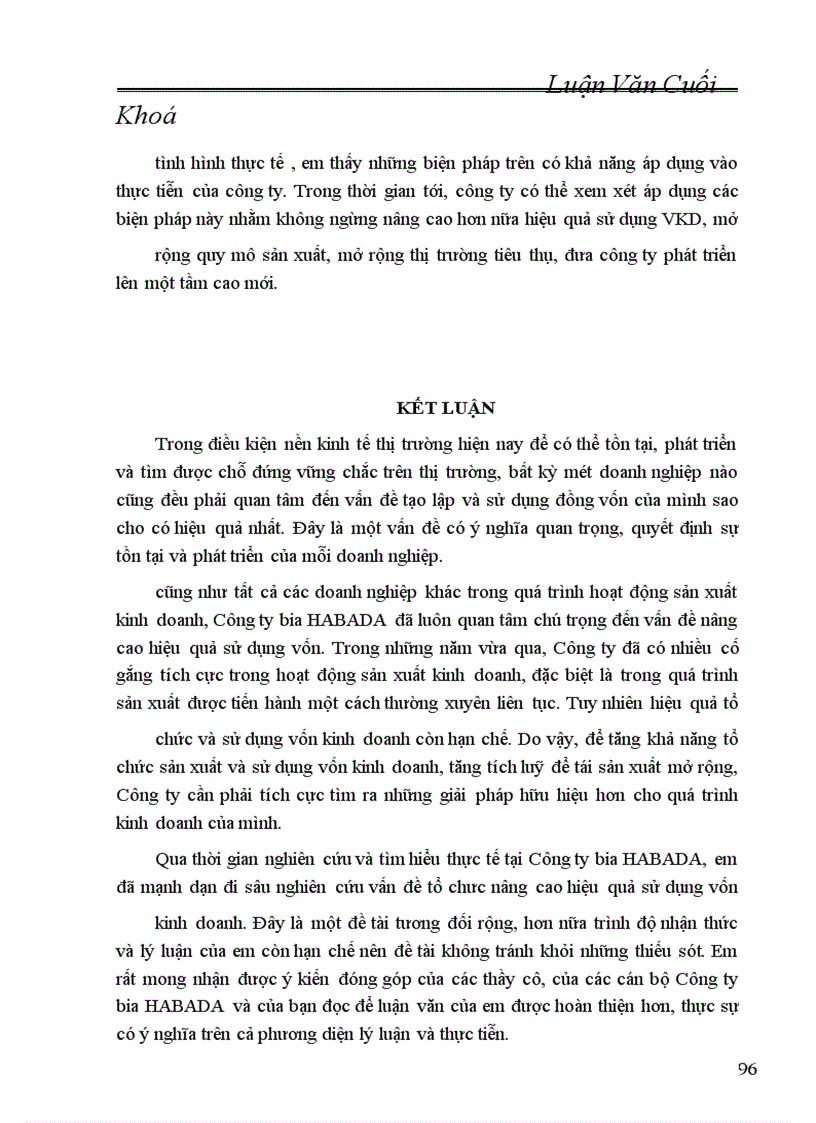 image for page Một số biện pháp nâng cao hiệu quả sử dụng VKD ở Công ty bia HABADA