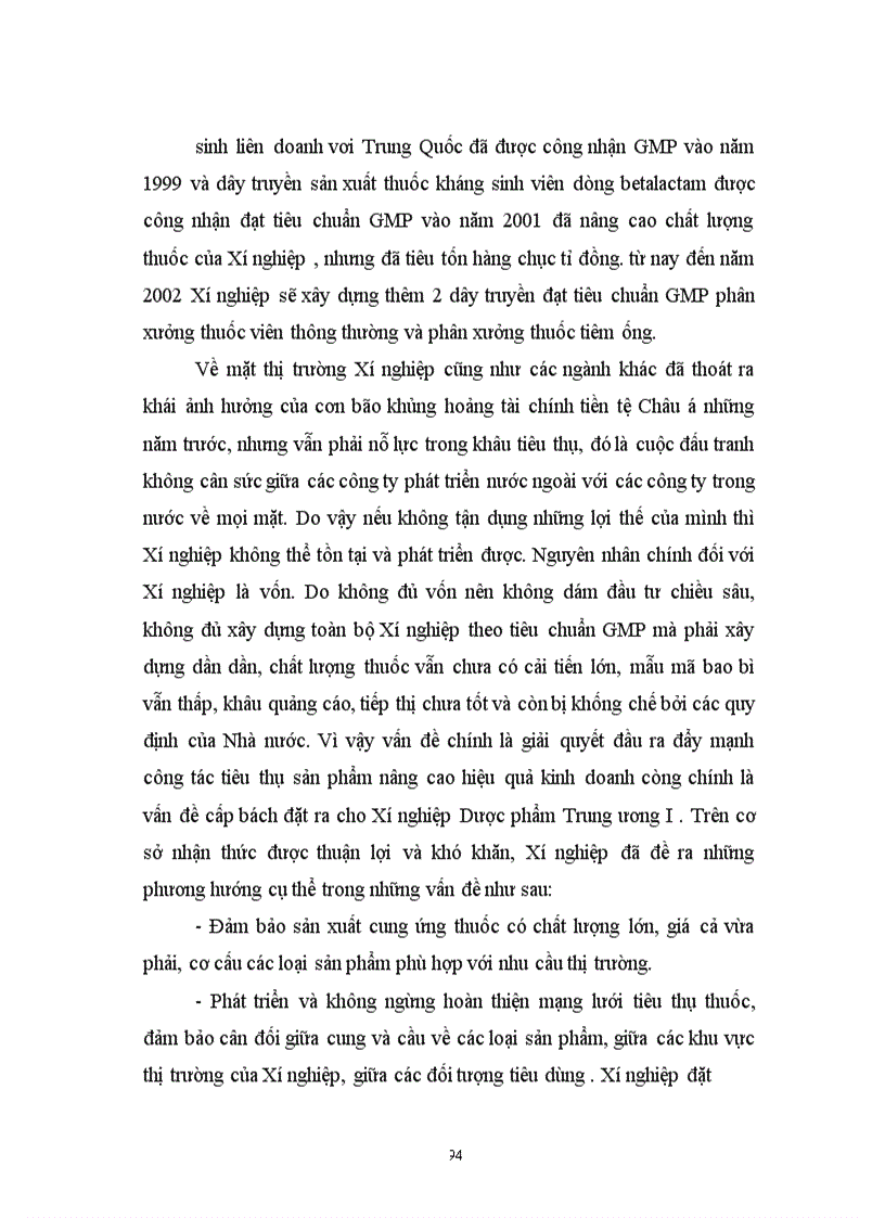 image for page Thực trạng về công tác kế hoạch hoá hoạt động kinh doanh của Xí Nghiệp dược phẩm trung ương I