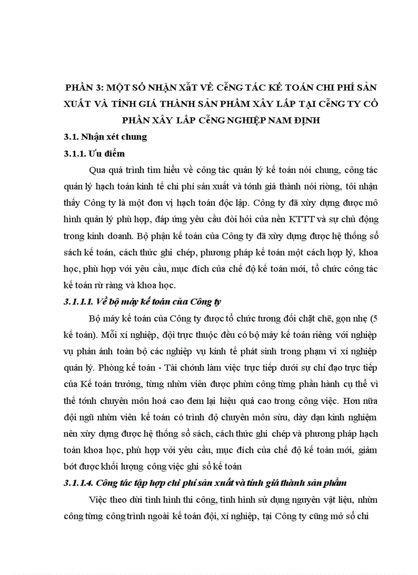 image for page Nghiên cứu công tác hạch toán kế toán chi phí sản xuất và tính giá thành sản phẩm xây lắp tại công ty cổ phần XLCN - NĐ