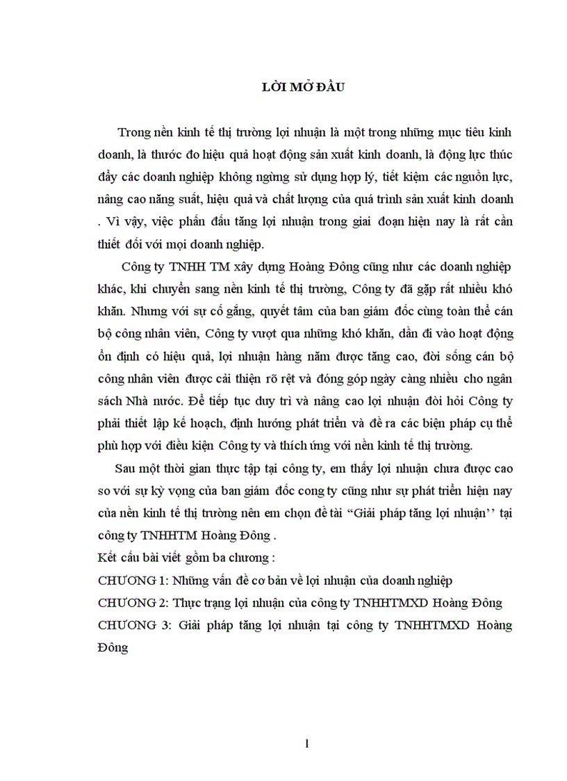 image for page Lợi nhuận tại công ty TNHHTMXD Hoàng Đông