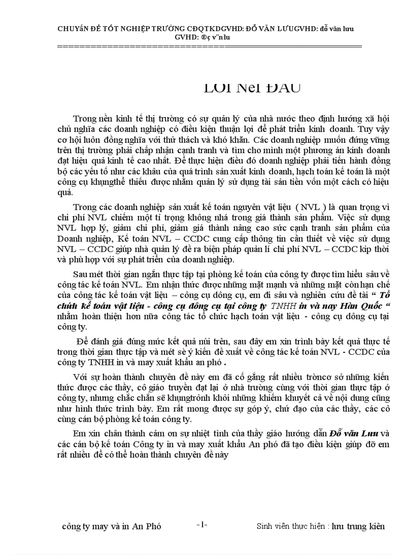 image for page Tổ chức kế toán vật liệu - công cụ dụng cụ tại công ty TNHH in và nay Hàn Quốc