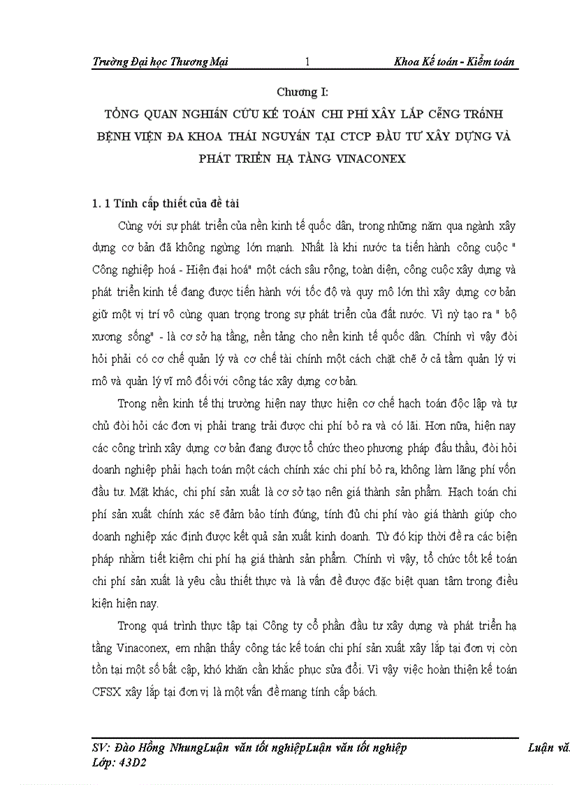 image for page Kế toán chi phí xây lắp công trình bệnh viện đa khoa Thái Nguyên ở công ty cổ phần đầu tư xây dựng và phát triển hạ tầng Vinaconex