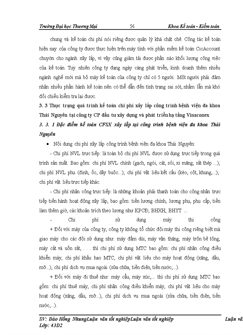 image for page Kế toán chi phí xây lắp công trình bệnh viện đa khoa Thái Nguyên ở công ty cổ phần đầu tư xây dựng và phát triển hạ tầng Vinaconex