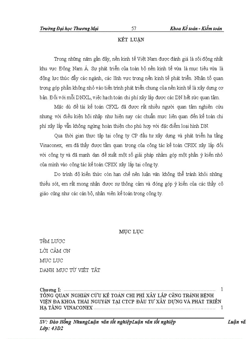 image for page Kế toán chi phí xây lắp công trình bệnh viện đa khoa Thái Nguyên ở công ty cổ phần đầu tư xây dựng và phát triển hạ tầng Vinaconex
