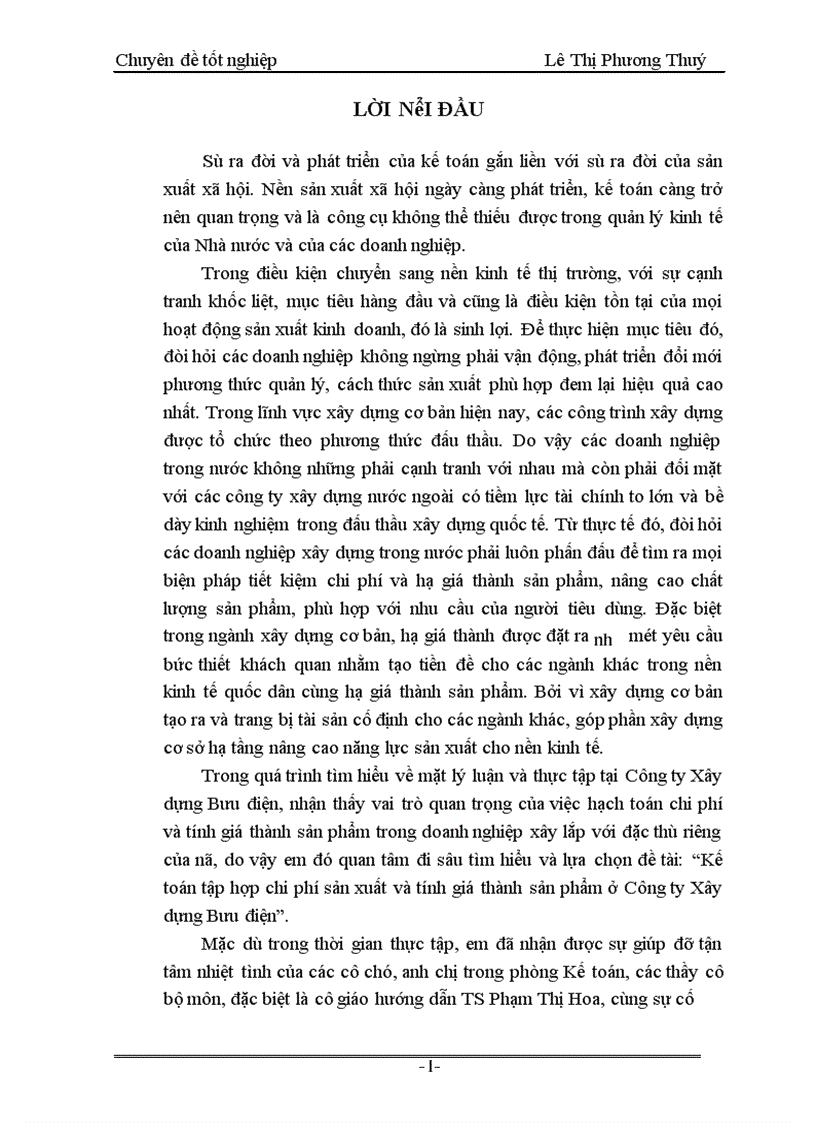 image for page Kế toán tập hợp chi phí sản xuất và tính giá thành sản phẩm ở Công ty Xây dựng Bưu điện