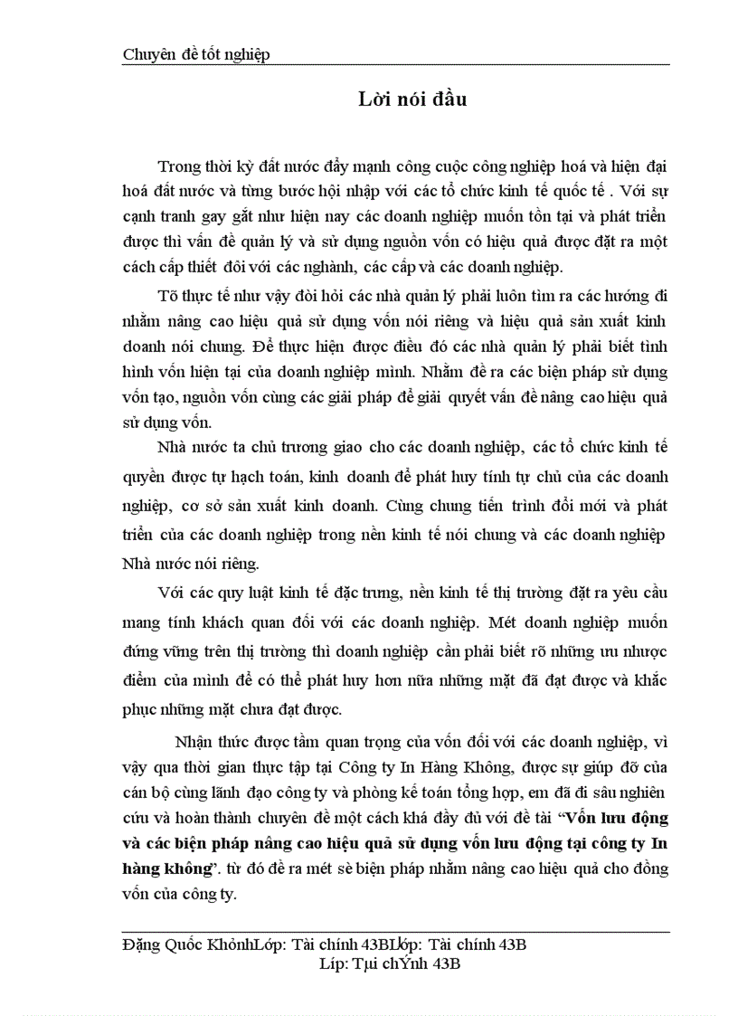 image for page Vốn lưu động và các biện pháp nâng cao hiệu quả sử dụng vốn lưu động tại công ty In hàng không