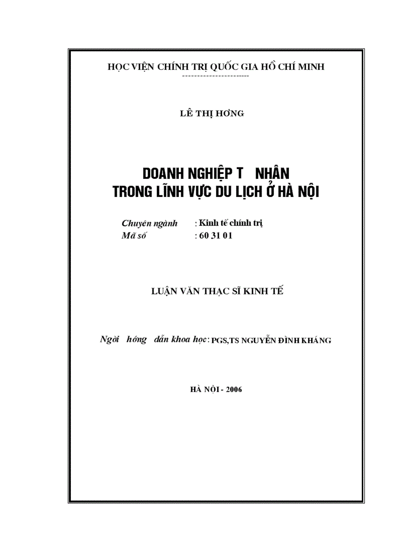 image for page Doanh nghiệp tư nhân trong lĩnh vực du lịch ở Hà Nội