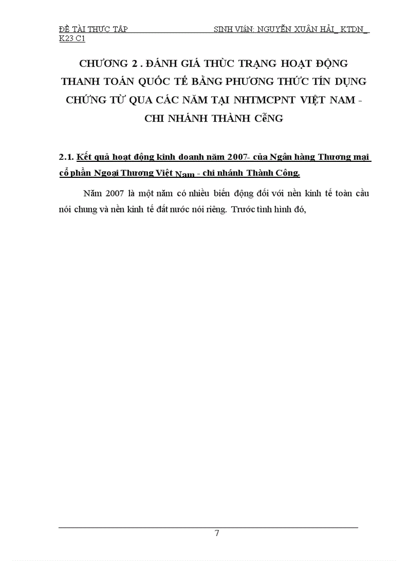 image for page Giải phỏp mở rộng phương thức thanh tóan tín dụng chứng từ quốc tế tại Ngân hàng Thương mại cổ phầnNgoại Thương Việt Nam - chi nhánh Thành Công