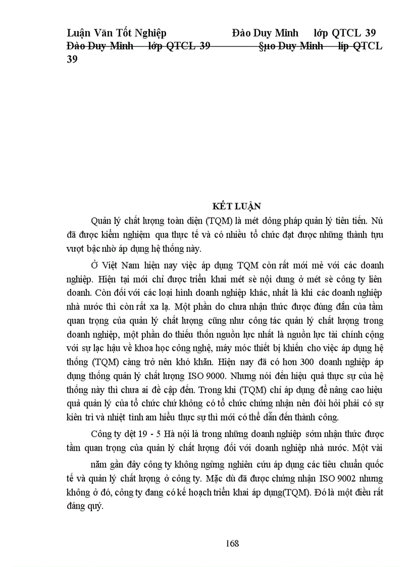 image for page Một số giải pháp cơ bản nhằm từng bước triển khai áp dụng TQM ở công ty Dệt 19. 5 Hà Nội