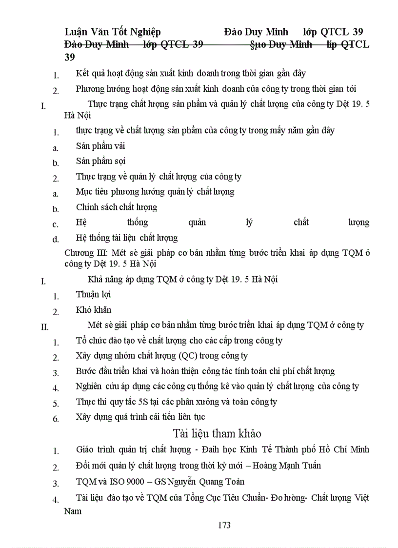 image for page Một số giải pháp cơ bản nhằm từng bước triển khai áp dụng TQM ở công ty Dệt 19. 5 Hà Nội
