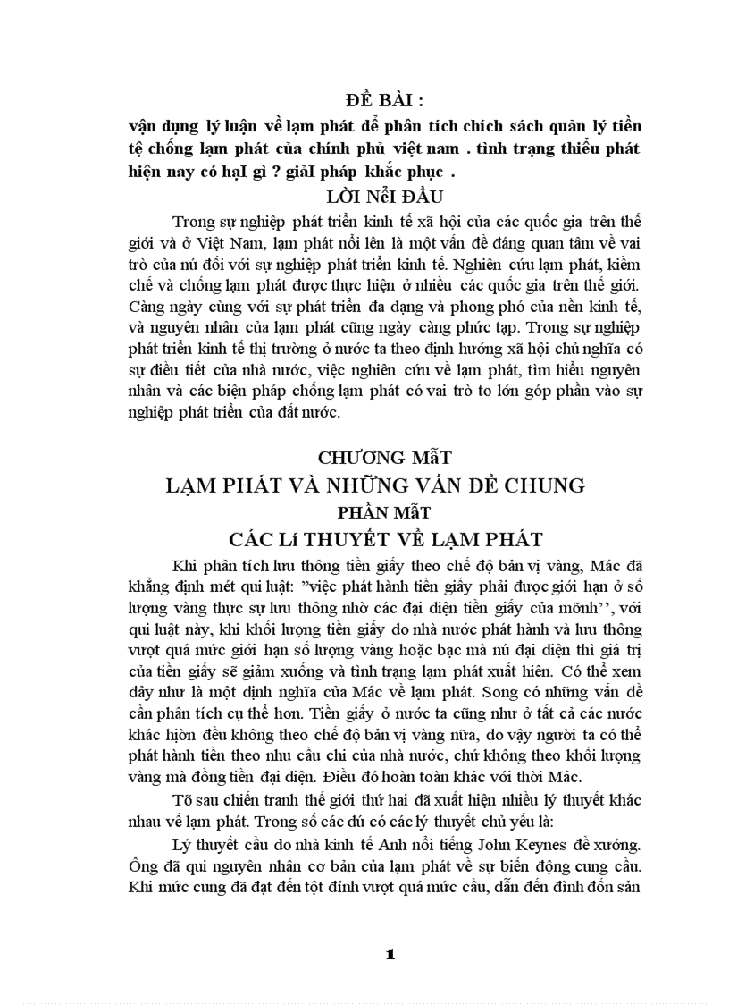 image for page Vận dụng lý luận về lạm phát để phân tích chích sách quản lý tiền tệ chống lạm phát của chính phủ việt nam .tình trạng thiểu phát hiện nay có hạI gì ? giảI pháp khắc phục .