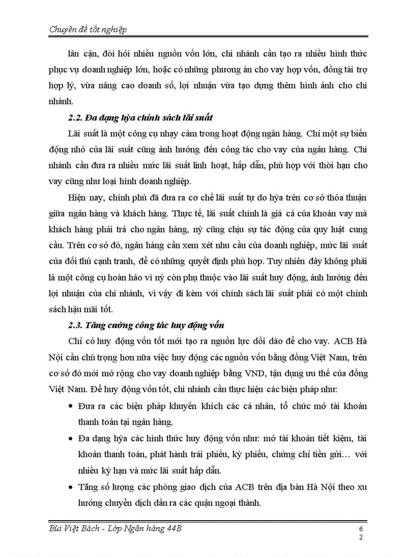image for page Mở rộng cho vay doanh nghiệp tại Ngân hàng Thương mại cổ phần Á Châu chi nhánh Hà Nội