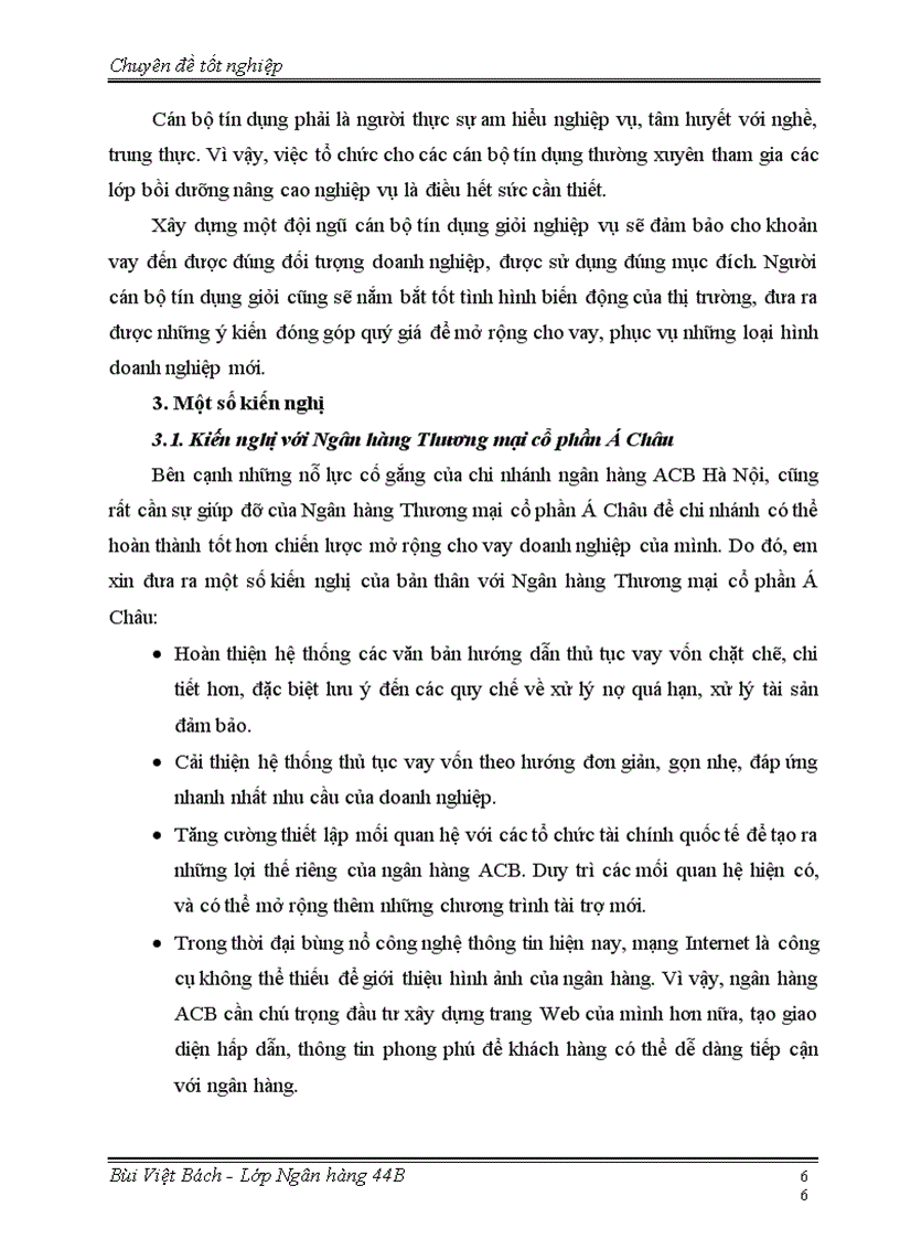 image for page Mở rộng cho vay doanh nghiệp tại Ngân hàng Thương mại cổ phần Á Châu chi nhánh Hà Nội