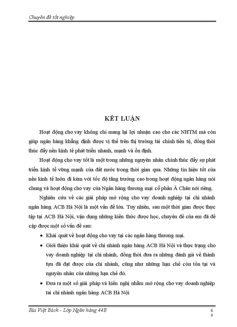 image for page Mở rộng cho vay doanh nghiệp tại Ngân hàng Thương mại cổ phần Á Châu chi nhánh Hà Nội