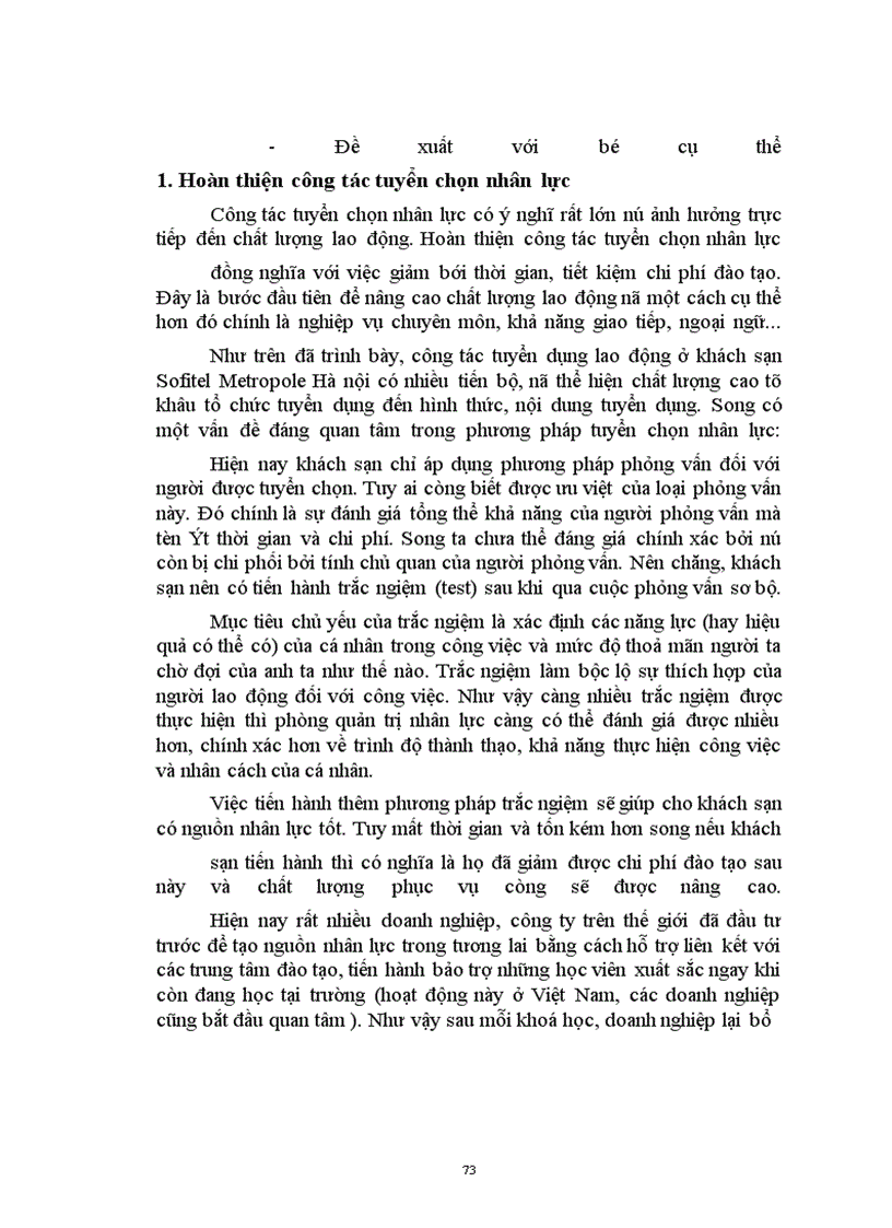 image for page Vấn đề quản trị nhân lực tại khách sạn Sofitel Metropole Hà nội - kinh ngiệm và một số đề xuất