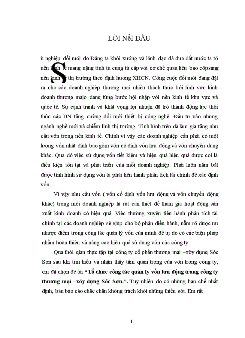 image for page Tổ chức công tác quản lý vốn lưu động trong công ty thương mại –xây dựng Sóc Sơn.
