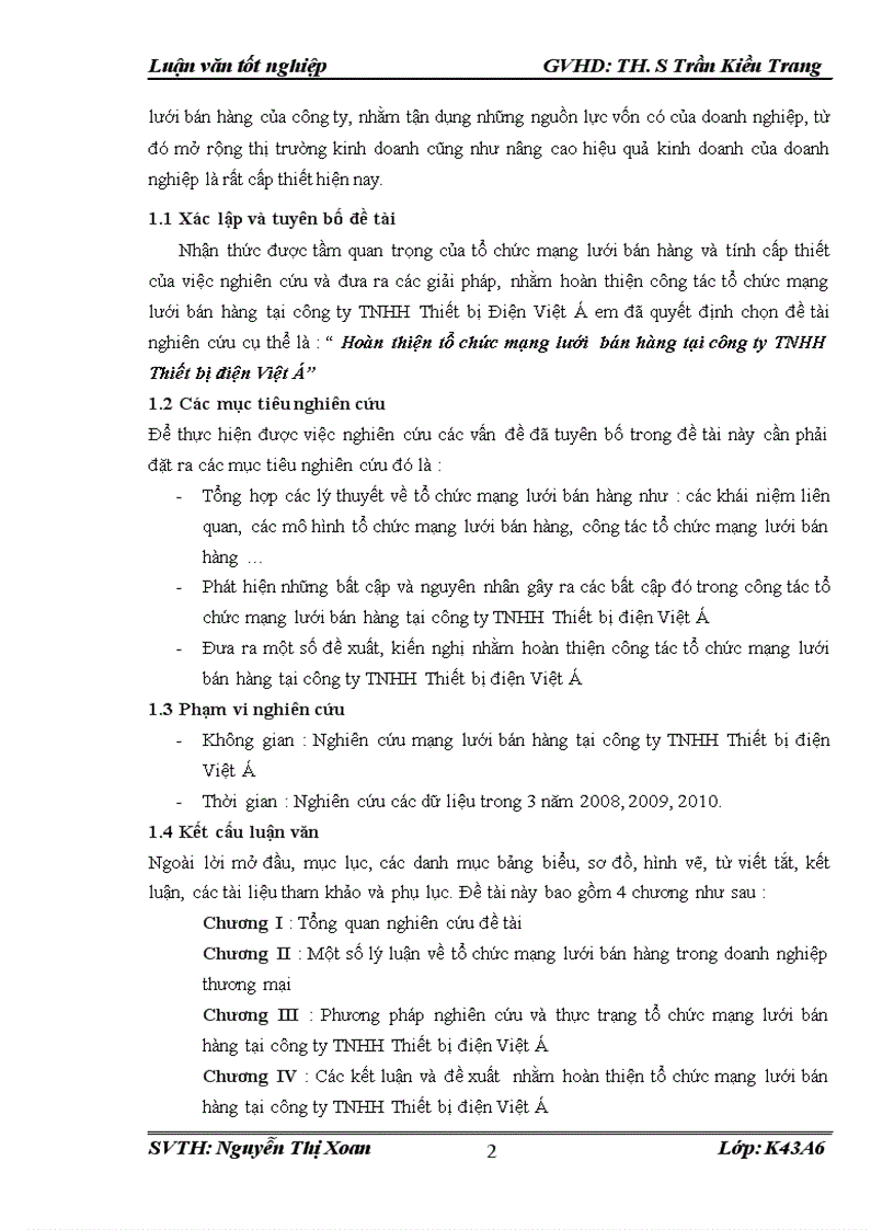 image for page Hoàn thiện tổ chức mạng lưới bán hàng tại công ty TNHH Thiết bị điện Việt Á