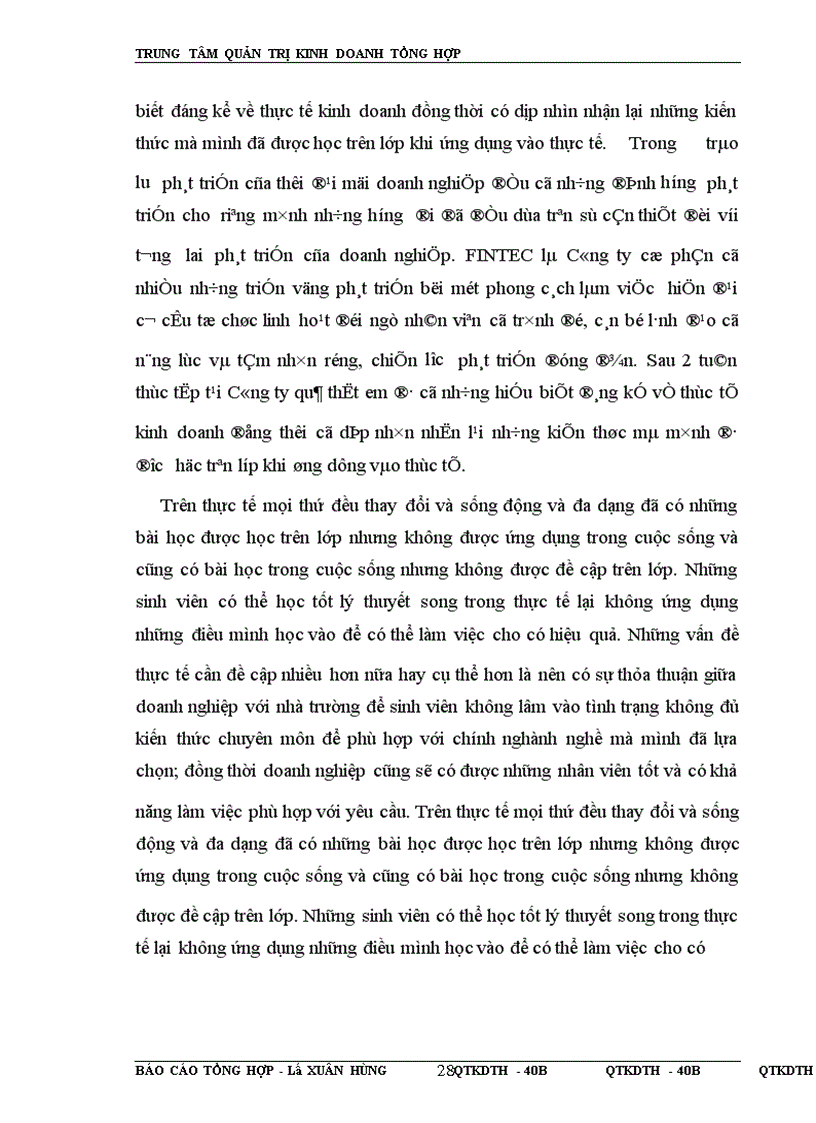 image for page Báo cáo thực tập tại Công ty cổ phần Đầu tư- Kỹ nghệ- Công nghiệp - Thương mại (FINTEC)