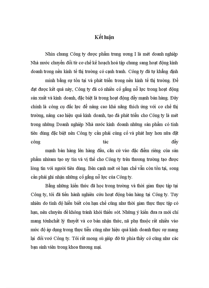 image for page Một số giải pháp nhằm đẩy mạnh bán hàng trong kinh doanh thương mại ở Công ty Dược phẩm Trung Ương I