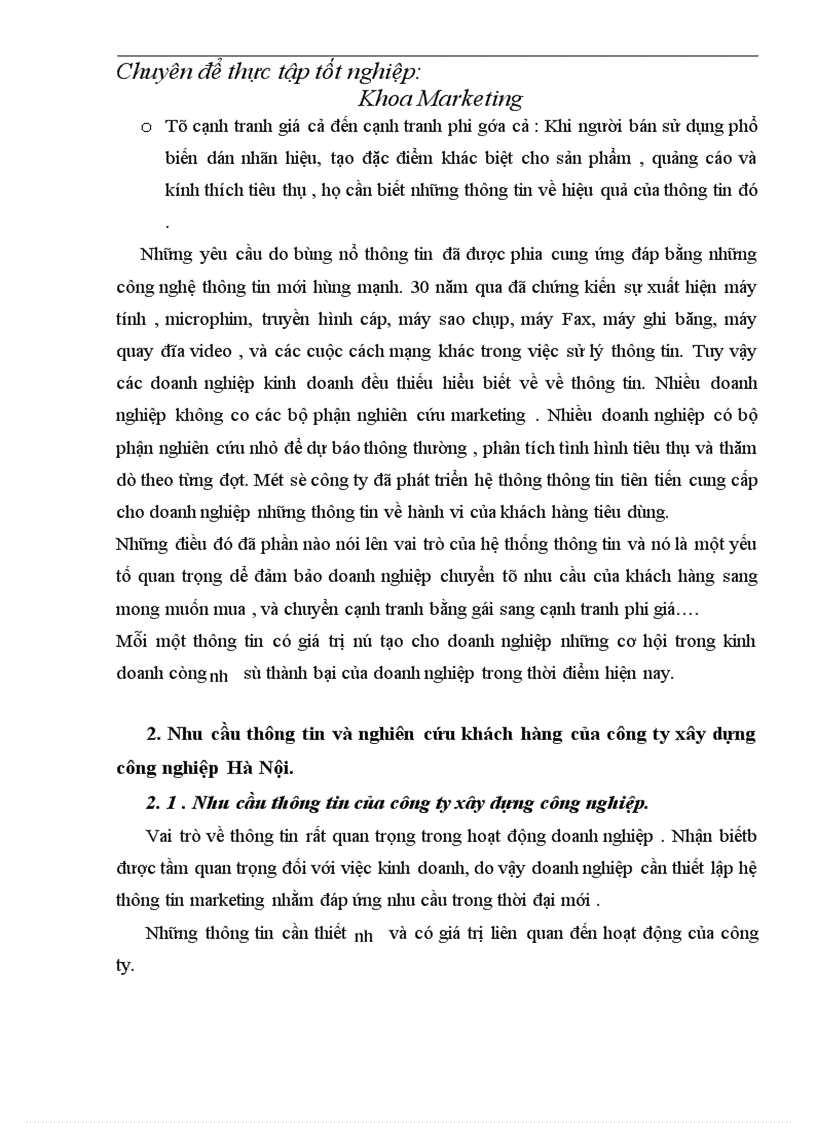 image for page Hoạt động sản xuất kinh doanh và thực trạng tổ chức thu thập thông tin- Nghiên cứu khách hàng của công ty xây dựng công nghiệp-HN.