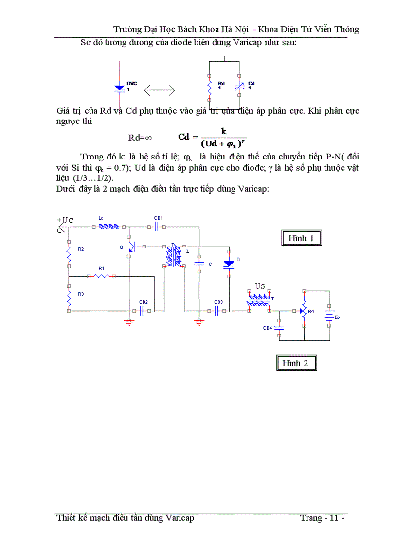 image for page Thiết kế mạch điều tần dùng Varicap