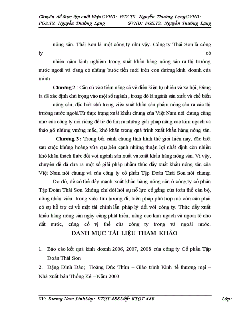 image for page Thúc đẩy xuất khẩu hàng nông sản của công ty Cổ phần tập đoàn Thái Sơn–