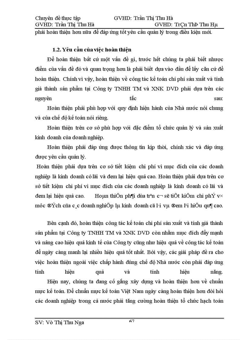 image for page Hoàn thiện Công Tác Kế toán hạch toán chi phí sản xuất và tính giá thành sản phẩm tại Công ty TNHH TM và XNK DVD