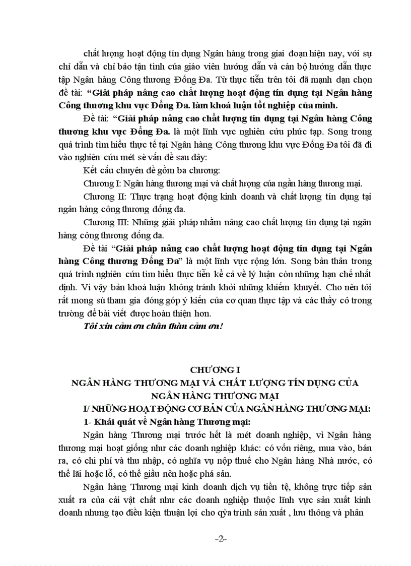 image for page Giải pháp nâng cao chất lượng hoạt động tín dụng tại Ngân hàng Công thương Đống Đa