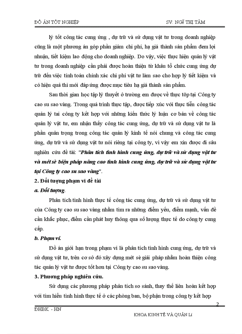 image for page Phân tích tình hình cung ứng, dự trữ và sử dụng vật tư và một số biện pháp nâng cao tình hình cung ứng, dự trữ và sử dụng vật tư tại Công ty cao su sao vàng