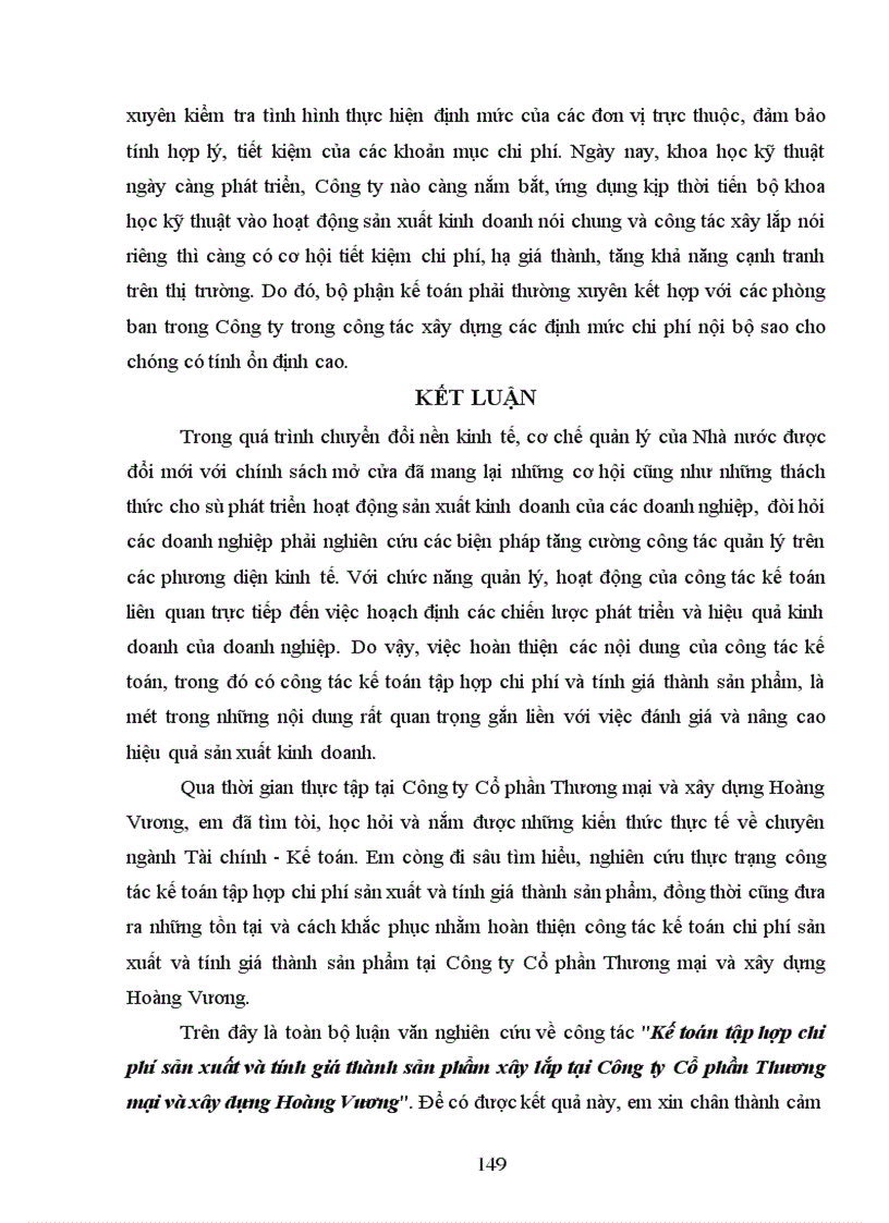 image for page Kế toán tập hợp chi phí sản xuất và tính giá thành sản phẩm xây lắp tại Công ty Cổ phần Thương mại và xây dựng Hoàng Vương