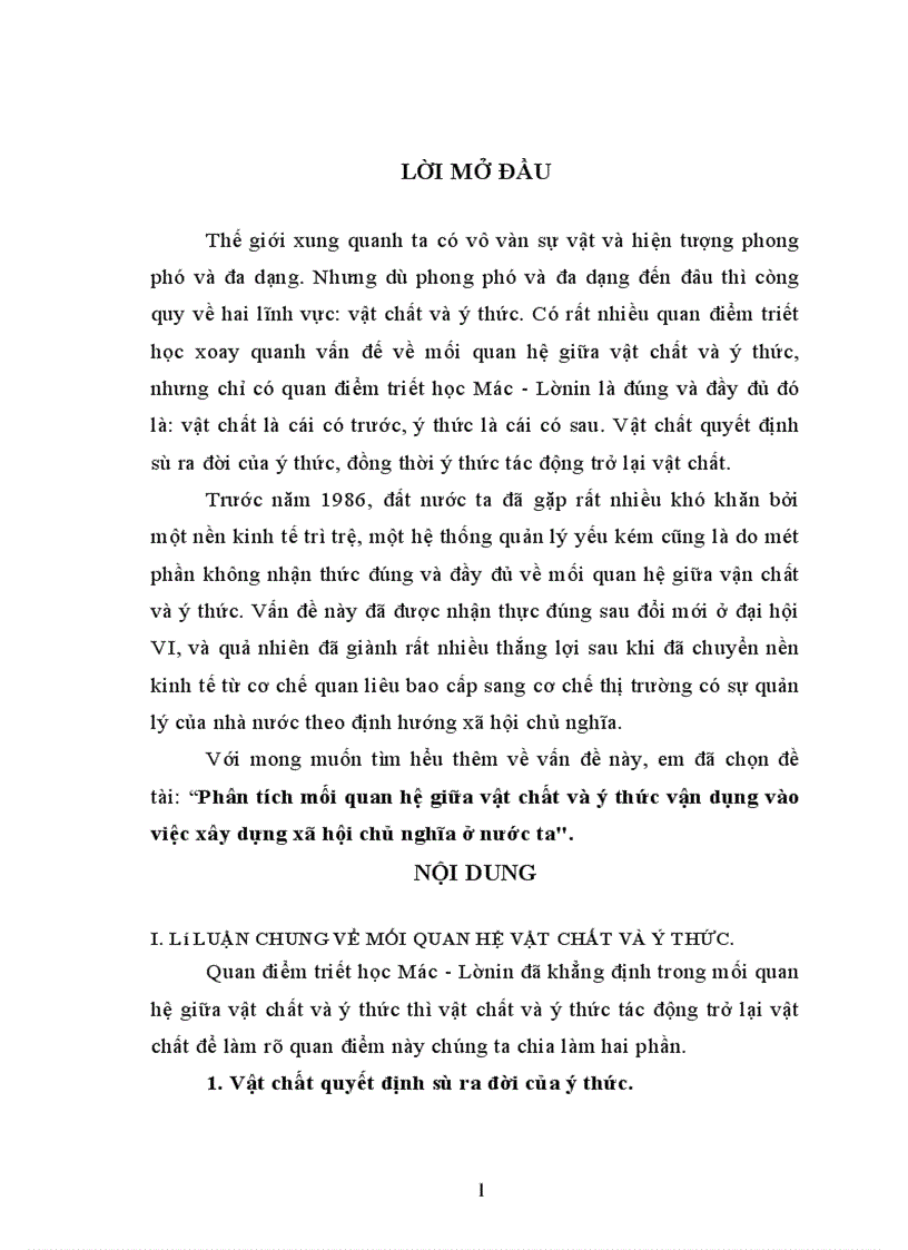 image for page Phân tích mối quan hệ giữa vật chất và ý thức vận dụng vào việc xây dựng xã hội chủ nghĩa ở nước ta