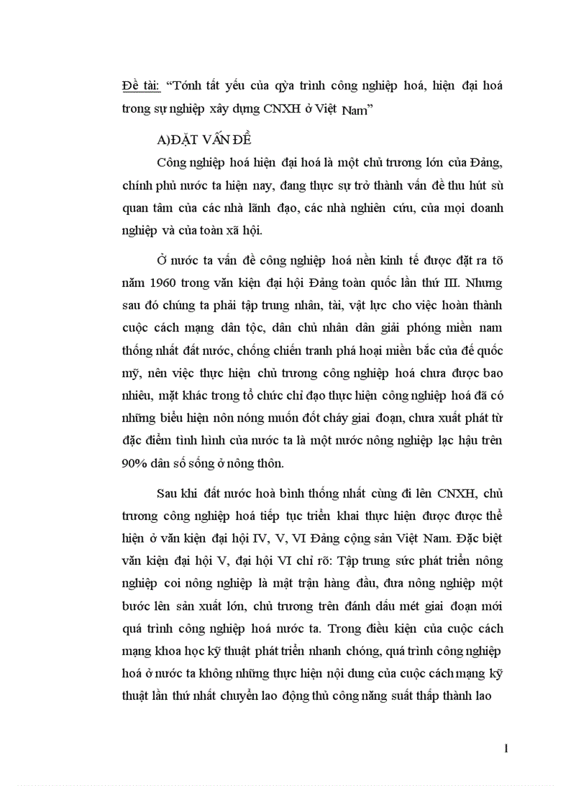 image for page Tính tất yếu của qúa trình công nghiệp hoá, hiện đại hoá trong sự nghiệp xây dựng CNXH ở Việt Nam