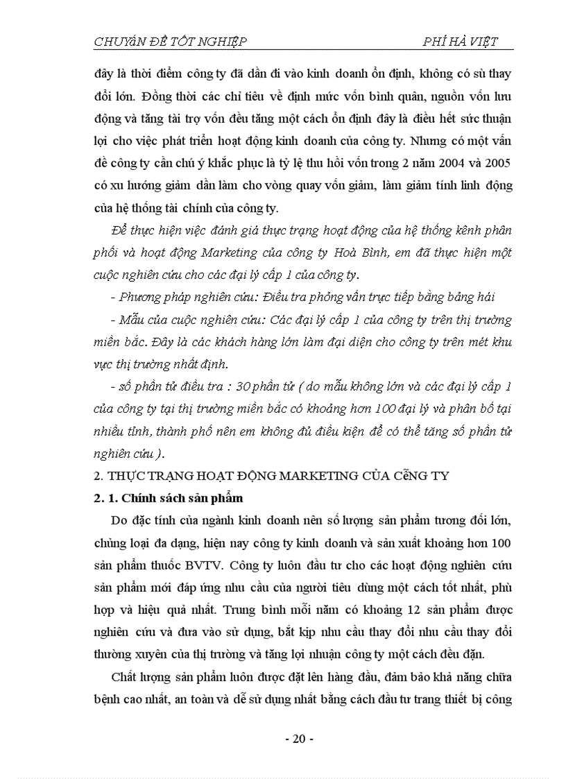 image for page Thực trạng và một số giải pháp nhằm hoàn thiện hệ thống phân phối tại công ty cổ phần vật tư BVTV Hoà Bình