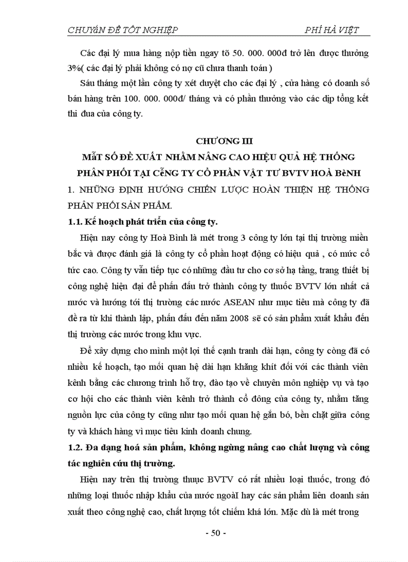 image for page Thực trạng và một số giải pháp nhằm hoàn thiện hệ thống phân phối tại công ty cổ phần vật tư BVTV Hoà Bình