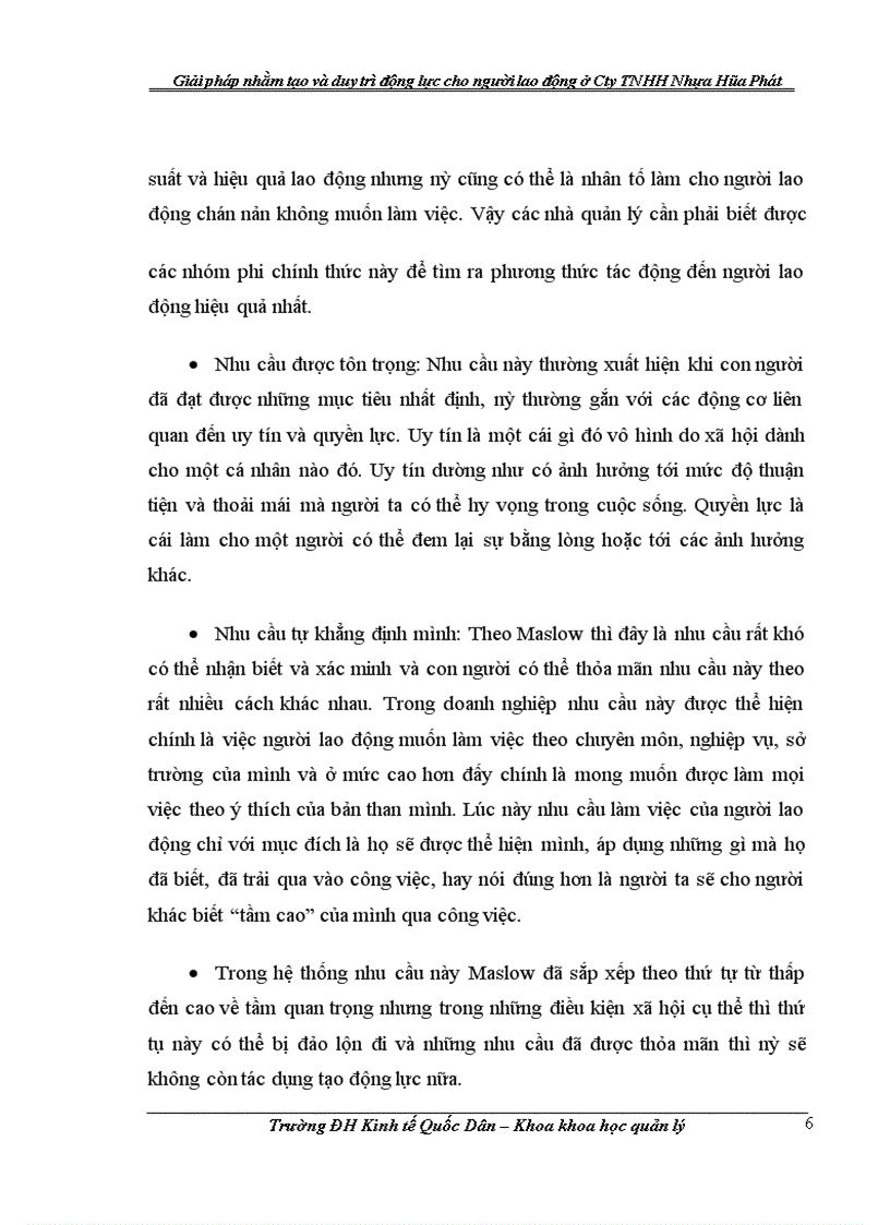 image for page Giải pháp nhằm tạo và duy trì động lực cho người lao động ở Công ty TNHH Nhựa Hòa Phát