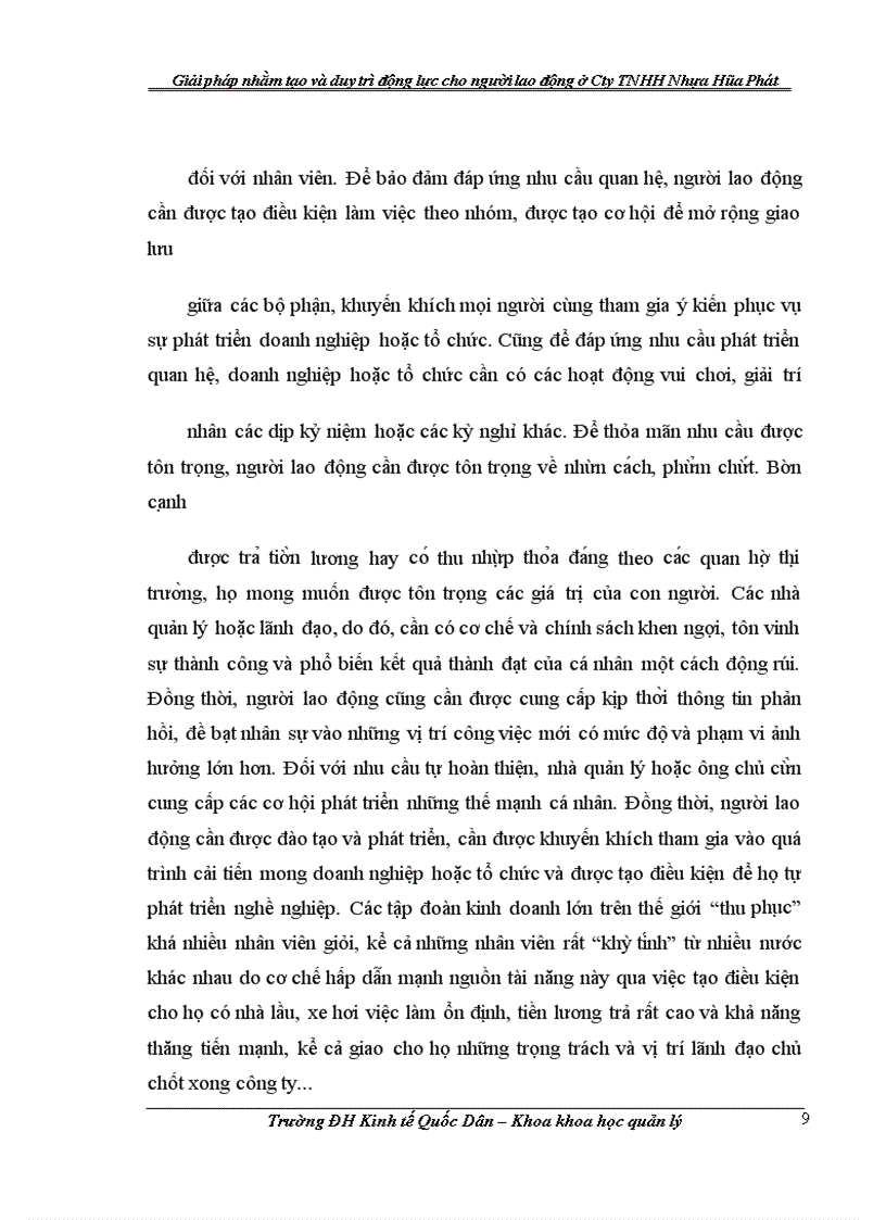 image for page Giải pháp nhằm tạo và duy trì động lực cho người lao động ở Công ty TNHH Nhựa Hòa Phát