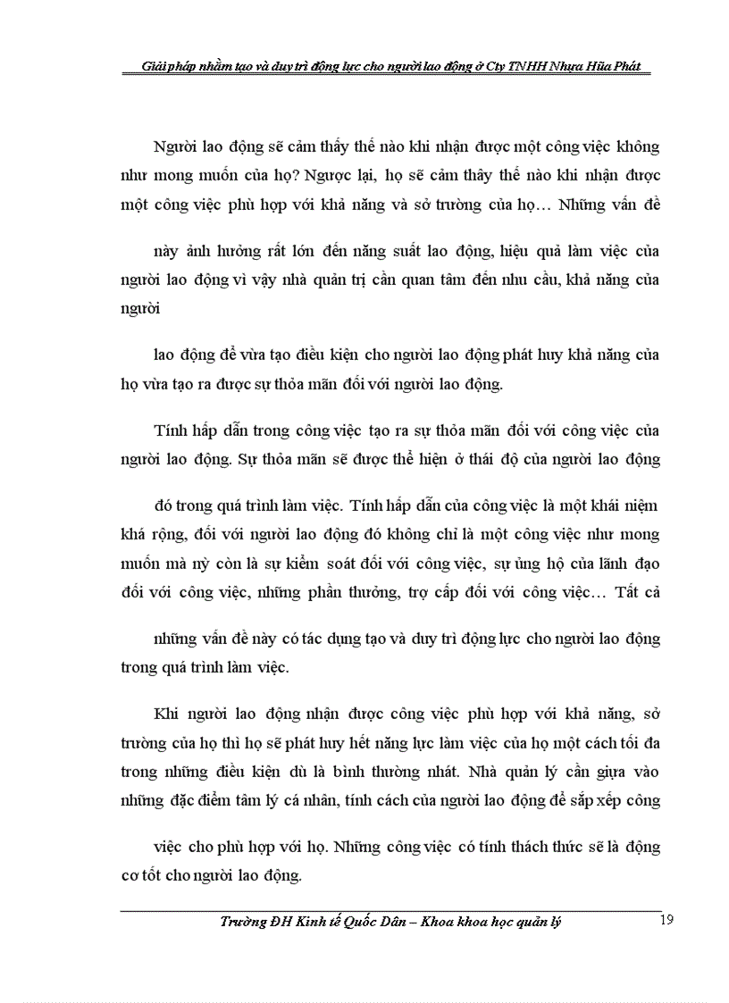 image for page Giải pháp nhằm tạo và duy trì động lực cho người lao động ở Công ty TNHH Nhựa Hòa Phát