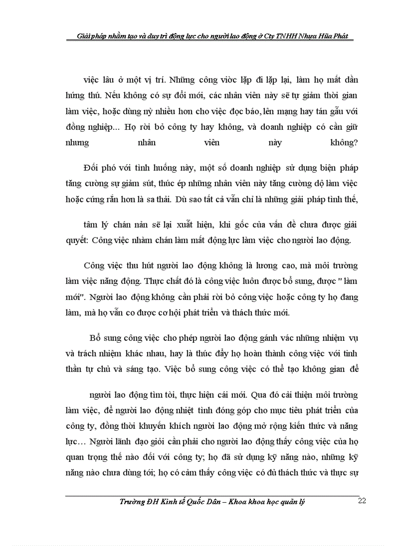image for page Giải pháp nhằm tạo và duy trì động lực cho người lao động ở Công ty TNHH Nhựa Hòa Phát