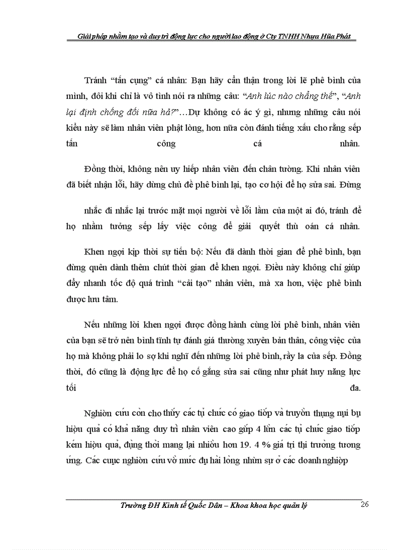 image for page Giải pháp nhằm tạo và duy trì động lực cho người lao động ở Công ty TNHH Nhựa Hòa Phát